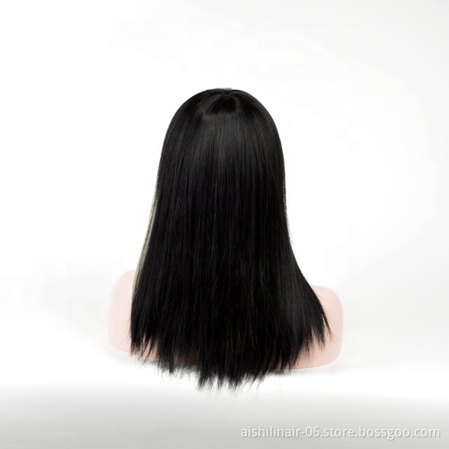Aishili cheap wholesale synthetic hair long straight black with Hanging ears dyed wigs synthetic hair wig for black women